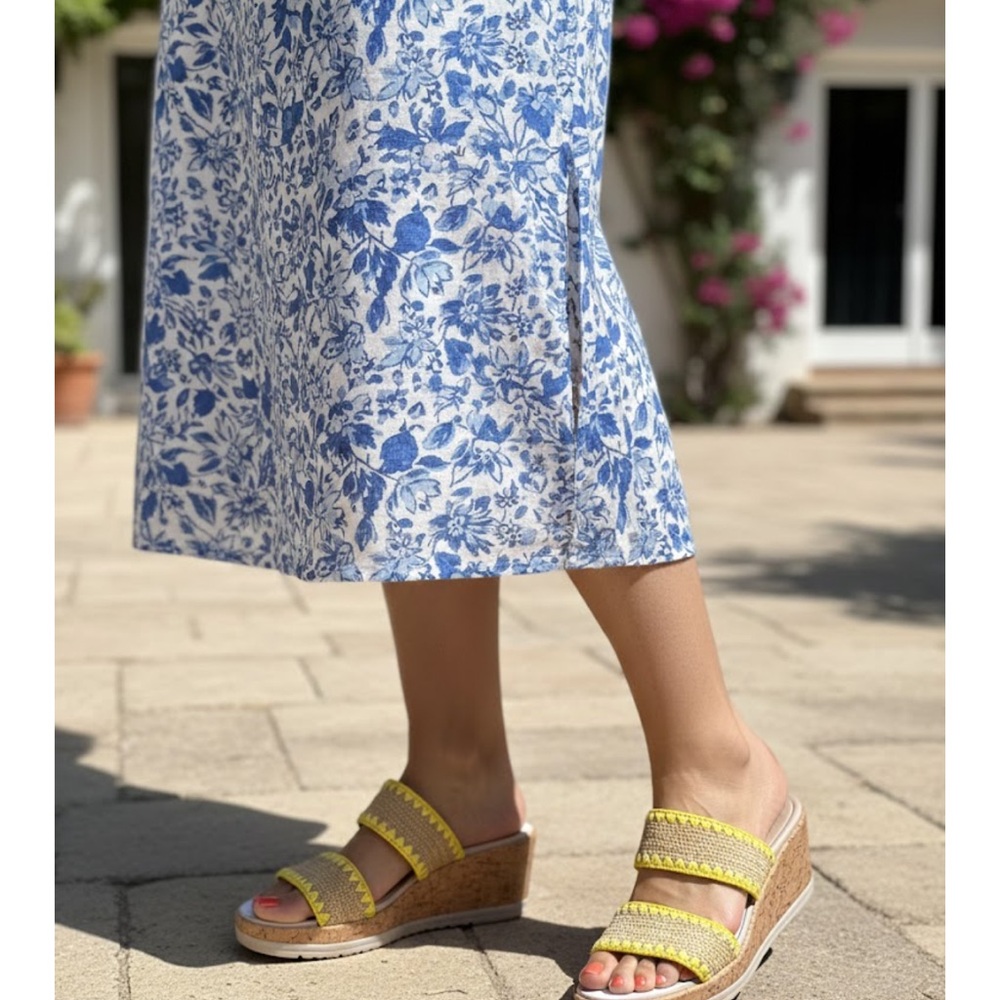 Life Stride Beige and Yellow Mules